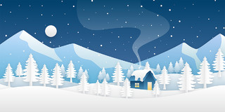 蓝色简约山林雪景房子立冬展板背景